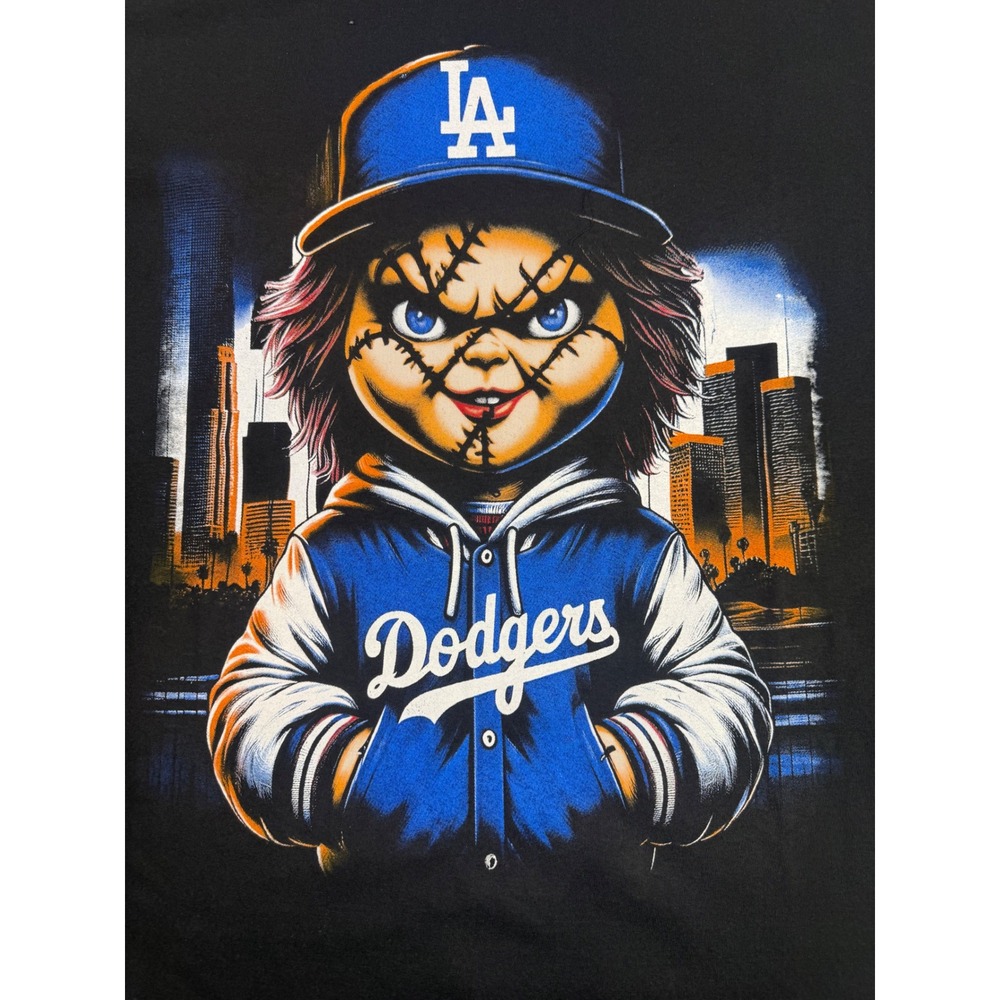 CG Company Chucky Los Angeles Dodgers Horror Graphic T-Shirt Black XL